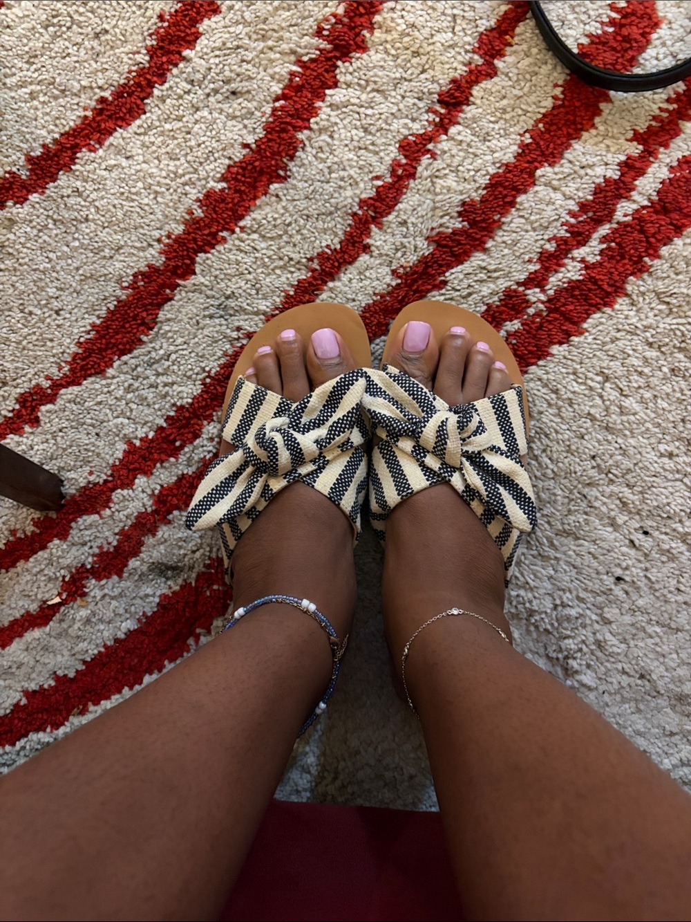 Target Striped Bow Slide Sandals - Black & Cream